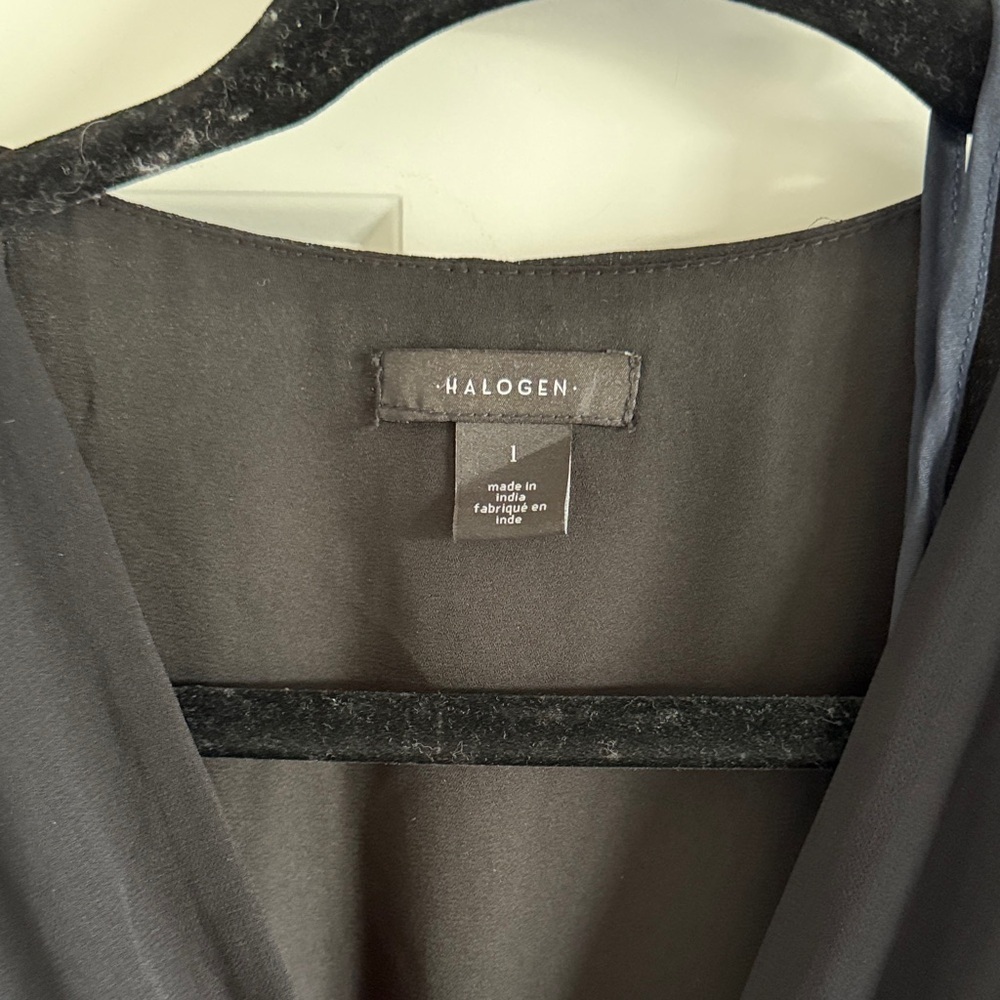 NWOT Halogen Flutter Sleeve Tiered Ruffle Chiffon Black Dress Size Large - Picture 6 of 7